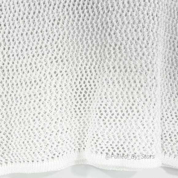 J. McLAUGHLIN White 3/4-Sleeve Open Knit Pullover Sweater Top - Size M - EUC - Picture 4 of 5